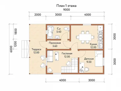 G85a Проект одноэтажного дома из газобетона, план 3 спальни и терраса, в  стиле эклектика: цена | Купить готовый проект с фото и планировкой