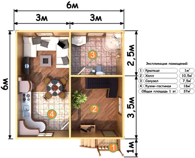Планировка дома 6 на 6: проекты с практичной планировкой двухэтажных и  одноэтажных домов 2023 года, чертежи, схемы, инструкция, 105 фото