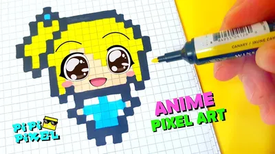 Как рисовать по клеточкам Хината Манга Волейбол Простые рисунки Manga  Haikyuu How to Draw Pixel Art - YouTube