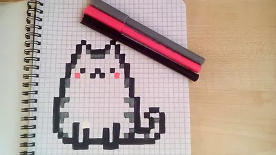 Сегодня рисуем милого котика по клеточкам - YouTube
