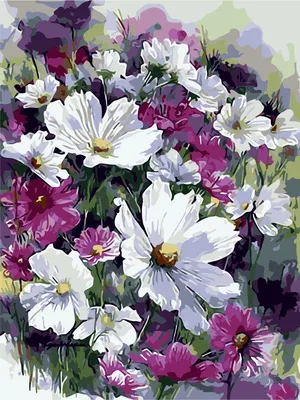 Купити: Лиловые цветы AS0241, розмальовка по номерах, DIY, ArtStory,  доставка.