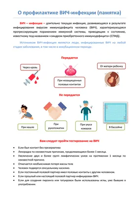 ПАМЯТКА для населения по профилактике ВИЧ/СПИДа — Городская клиническая  больница №3 им. Б. И. Альперовича