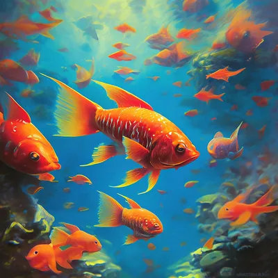Купить Фотообои желтые рыбки под водой с видом на остров на стену. Фото с  ценой. Каталог интернет-магазина Фотомили