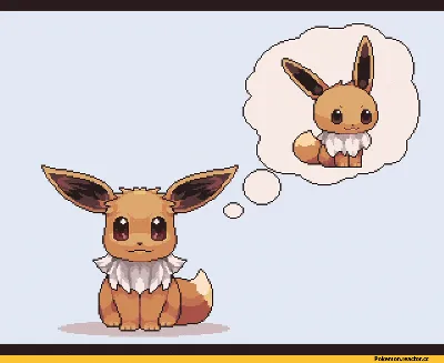 Обои на рабочий стол Eevee / Иви из аниме Pokemon / Покемон, art by  Sugimori Ken, обои для рабочего стола, скачать обои, обои бесплатно