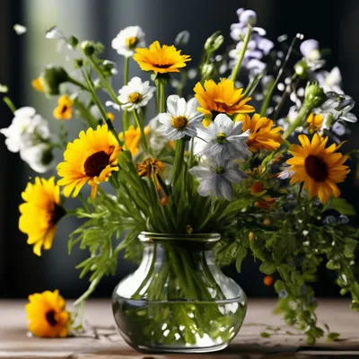 Полевые цветы в круглой вазе – заказать на Ярмарке Мастеров – 9G2NVBY |  Картины, Волгореченск