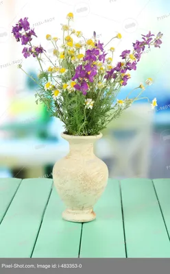 Фотообои "Букет полевых цветов в стеклянной вазе" - Арт. 170837 | Купить в  интернет-магазине Уютная стена