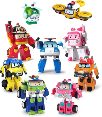 : Robocar Poli 9 Pack Transforming Robot Toys, 4" Tramsformable  Action Figure Toy, Rescue Team Emergency Vehicle Playset, Holiday Birthday  Rescue Team Car Toys Gift for Boys Girls Age 1 2 3