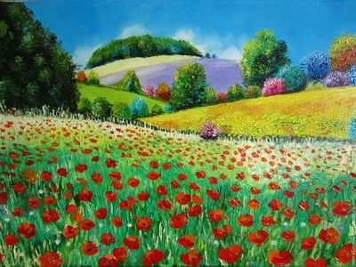 Рисунок поляна с цветами - 77 фото