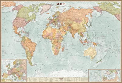 Купить фотообои "Политическая карта мира на русском" в интернет-магазине в  Москве