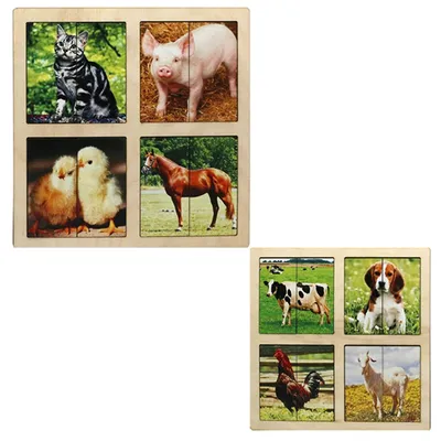 Купить развивающее пособие из дерева Smile decor Картинки-половинки  Домашние животные, цены на Мегамаркет