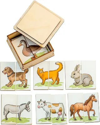 Разрезные картинки-половинки с животными Smile Decor "Ферма", деревянный  пазл для детей - купить с доставкой по выгодным ценам в интернет-магазине  OZON (170874316)