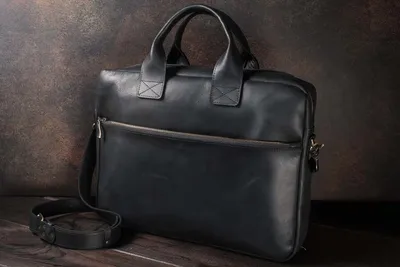 Мужской деловой портфель / сумка для ноутбука -OXFORD- из кожи цвет Черный  в магазине «GINZO - кожаные изделия» на Ламбада-маркете