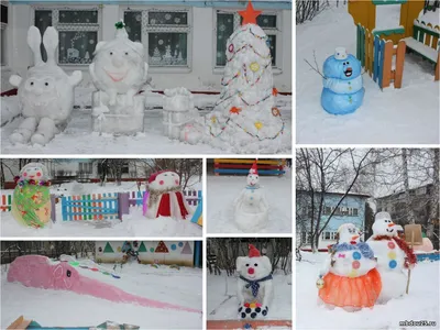 Фигурки из снега в детском саду | Поделки, Детский сад, Детская