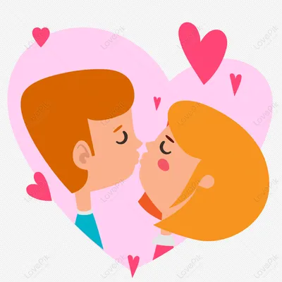 Плоский мультфильм любовь поцелуй элемент изображение_Фото номер  400951354_AI Формат изображения_