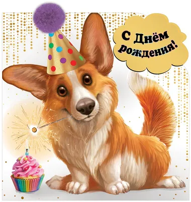 Собака поздравительой открытки ко дню рождения с днем рождений сумасшедшая  со шляпой партии усмехается в De Ca Стоковое Изображение - изображение  насчитывающей смешно, глаза: 130901115