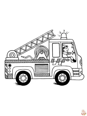 Пожарная машина | Раскраски для детей 6, 7, 8, 9, 10 лет: 8 разукрашек