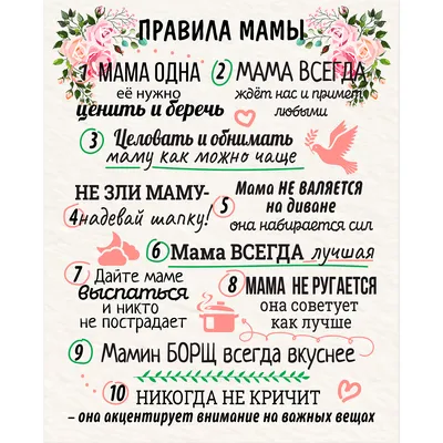 Канвас Правила мамы 30х40 см купить недорого в интернет-магазине товаров  для декора Бауцентр