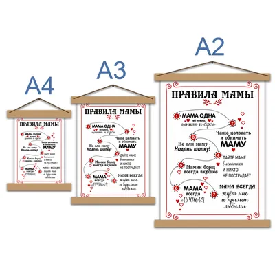 Шуточный постер "Мамины правила" в рамке, формат А4 - Прикол Шоп