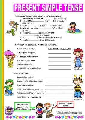 present simple for kids exercises: 8 тыс изображений найдено в  Яндекс.Картинках | Simple present tense worksheets, English grammar, Simple  present tense