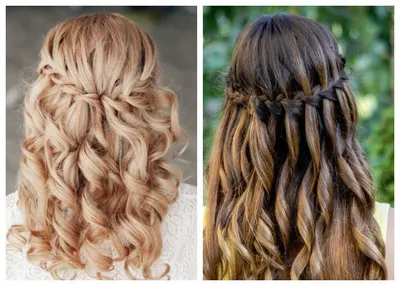 awesome Шикарная прическа водопад — Вдохновляющие фото, техники | Waterfall  braid with curls, Waterfall braid hairstyle, Medium hair braids