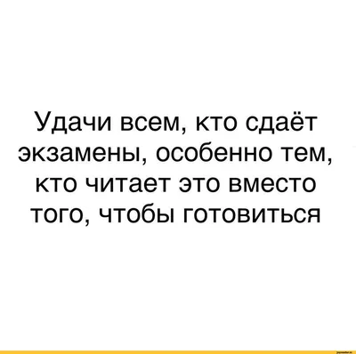 Удачи всем, кто сдаёт экзамены, особенно тем кто читает это вместо того,  чтобы готовиться / экзамены :: Буквы на белом фоне / смешные картинки и  другие приколы: комиксы, гиф анимация, видео, лучший интеллектуальный юмор.