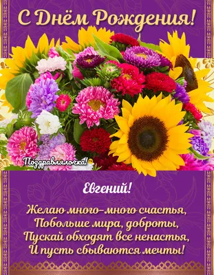 Евгений, с Днём Рождения: гифки, открытки, поздравления - Аудио, от Путина,  голосовые