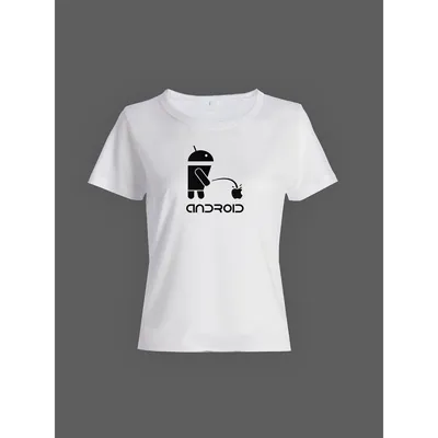 Качественная хлопковая футболка для женщин Android / Прикольные надписи на  футболках - Магазин джамперов
