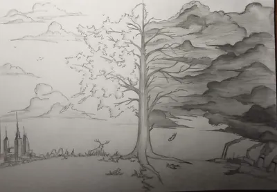 Рисунок #1. Ночной пейзаж. ASMR рисунок карандашом / Как научиться рисовать  / Срисовки - YouTube