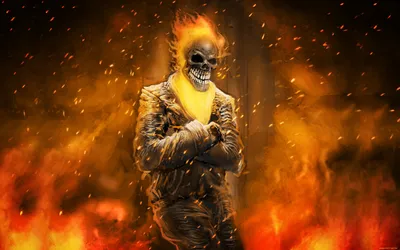 Скачать обои "Призрачный Гонщик (Ghost Rider)" на телефон в высоком  качестве, вертикальные картинки "Призрачный Гонщик (Ghost Rider)" бесплатно