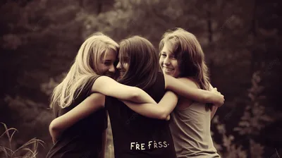 три девушки обнимаются, фотографии друзей, картина, друзья фон картинки и  Фото для бесплатной загрузки