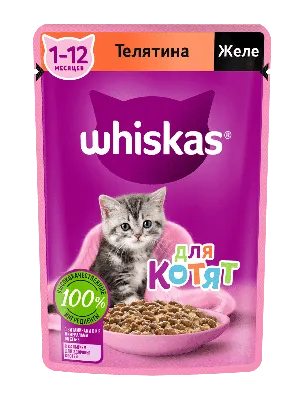 Влажный корм для котят WHISKAS® желе с телятиной — купить онлайн