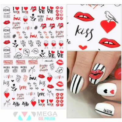 LAK_NAILS Наклейки для ногтей пленки для маникюра надписи ретро