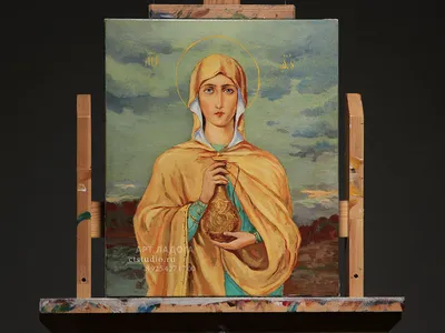 Икона изображающая Марию Магдалину с алебастровым кувшином
