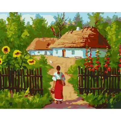 Картина «Українське село» матеріал бурштин Поспішайте купити зараз -5%