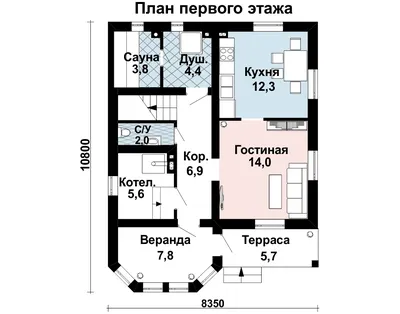 Проект дома с мансардой AS-2421 из газобетона с сауной