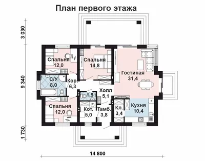 324A «Калипсо» - проект одноэтажного дома, с сауной и с эркером, с террасой  (варианты планировки): цена | Купить готовый проект с фото и планировкой