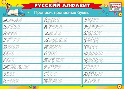 Плакат пиши-стирай 20*30см "Русский алфавит. Прописи: прописные буквы" -  Элимканц