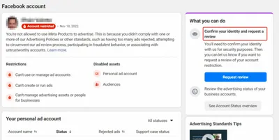 Прохождение "проверки личности" в Facebook Ads и подача на разбан любых РК  по id