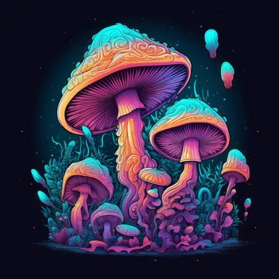 Magic mushrooms. Psychedelic hallucination. Vibrant vector illustration.  Stock Vector by ©vgorbash 380791538