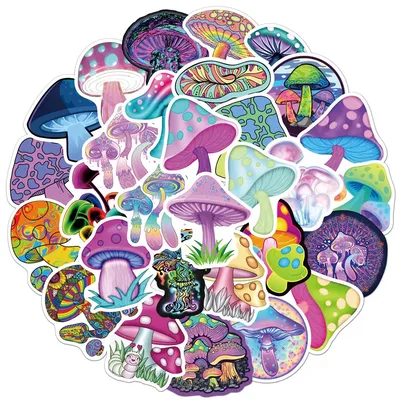 50 шт. психоделические Мультяшные наклейки в виде грибов, милые цветные  забавные аниме наклейки с волшебными растениями, наклейки для телефона,  ноутбука, скрапбукинга, наклейки | AliExpress