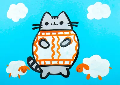 Рисуем кота Пушина с банкой мороженого - 