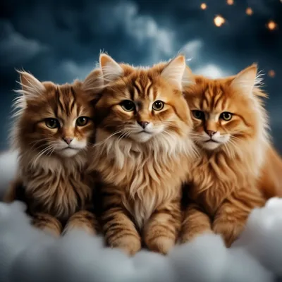 Милые смешные пушистые коты в …» — создано в Шедевруме