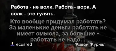 Работа - не волк. Работа - ворк. А волк - это гулять.