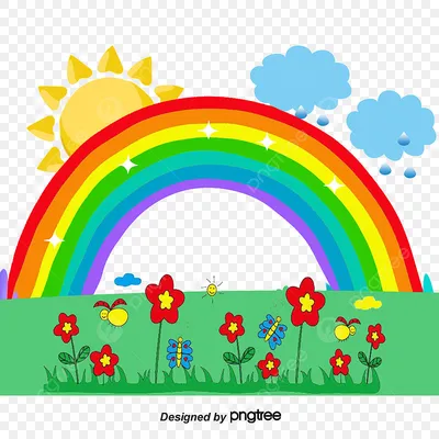 ручной росписью радуга солнце цветы PNG , ручной, после дождя, радуга PNG  картинки и пнг PSD рисунок для бесплатной загрузки