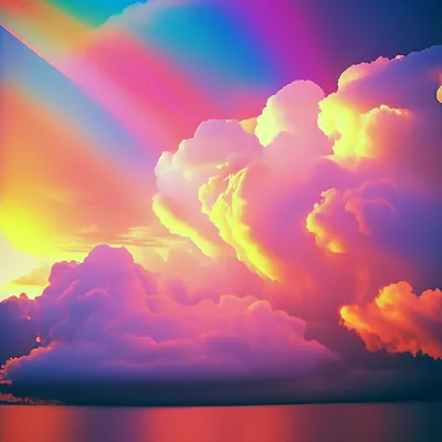 Раскраска Единорог, радуга в облаках распечатать или скачать