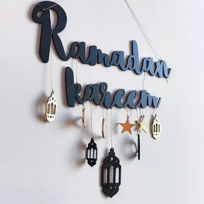 Рамадан Kareem Декор Луна Звезда подвесной кулон деревянное ремесло Eid  Mubarak украшения на Рамадан для двери табличка знака | AliExpress