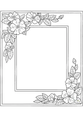 Раскраски цветов, Раскраска Рамка из цветов рамки для текста.