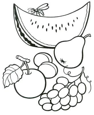 Иллюстрация Фрукты-овощи для азбуки-раскраски (выборка). в стиле