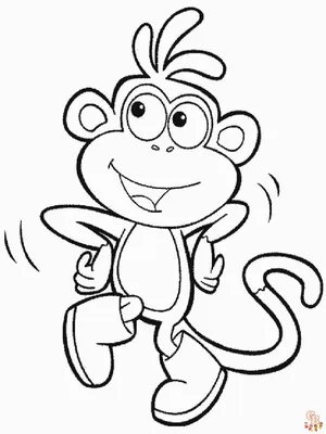Раскраски обезьянка, Раскраска обезьянка обезьяна.