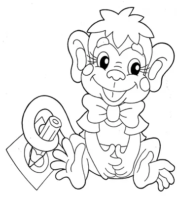 Раскраски Раскраска маленькая обезьянка и два банана обезьяна, Раскраска  раскраска обезьянка жонглирует сидя на мяче обезьяна.